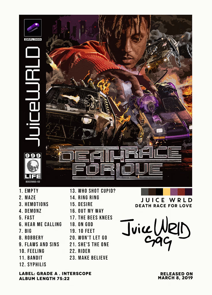 Juice Wrld metal poster artwork